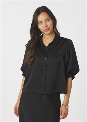 Etta heavy sateen skjorte Black Neo Noir 